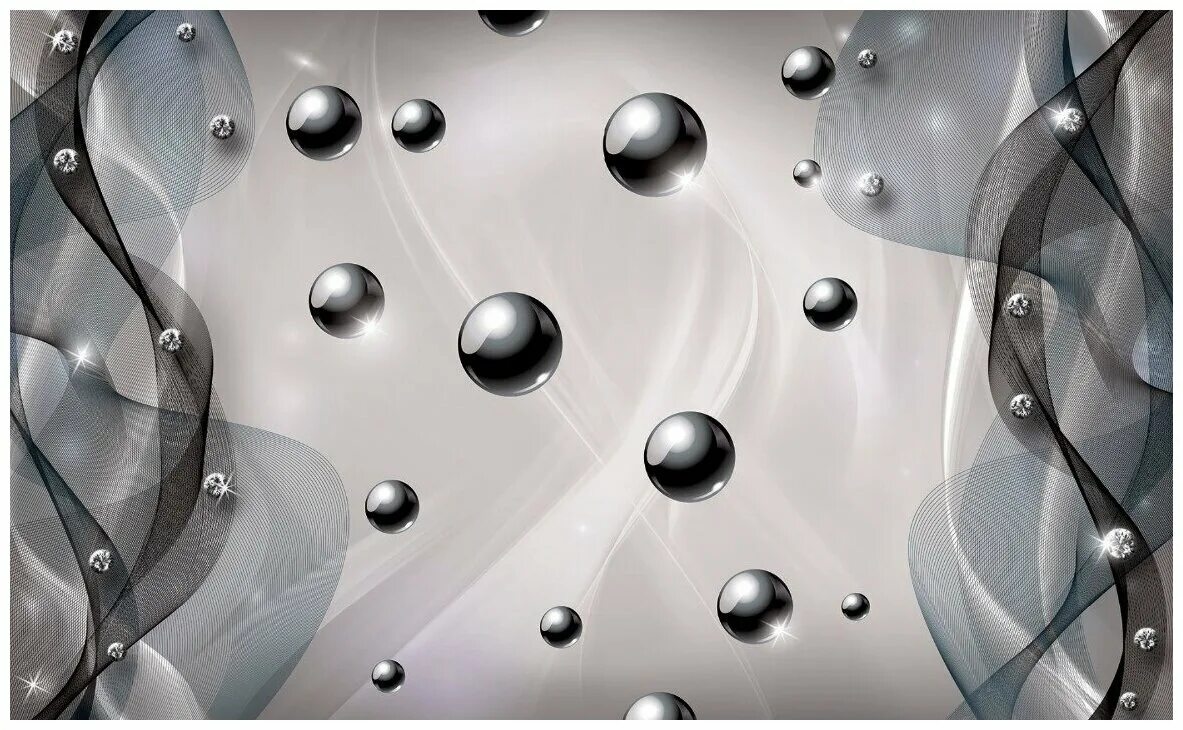 Фотообои абстракция. Фотообои серебряные шары. Абстракция шары. Фотообои 3д абстракция. Виниловые обои пузырями