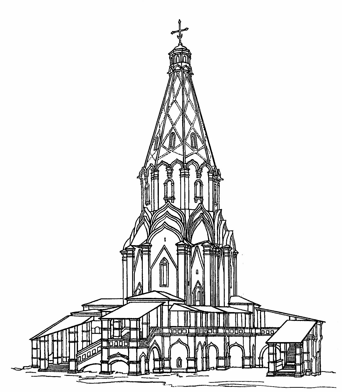 Шатровые крыши московского кремля. Церковь Вознесения Господня в Коломенском. Церковь Вознесения в селе Коломенском 1532. Шатровый храм Вознесения в Коломенском. Церковь Вознесения в Коломенском архитектура.