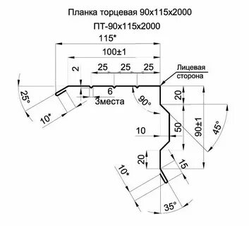 Лобовая планка размеры