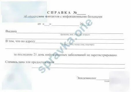 Заключение об отсутствии инфекционных заболеваний