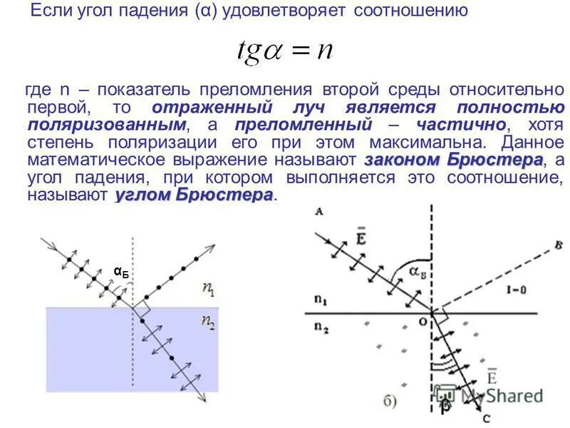 Угол падения луча света от первоначального. Относительный показатель преломления 2 сред. Угол полной поляризации угол Брюстера. Предельный показатель преломления среды. Показатель преломления углы.