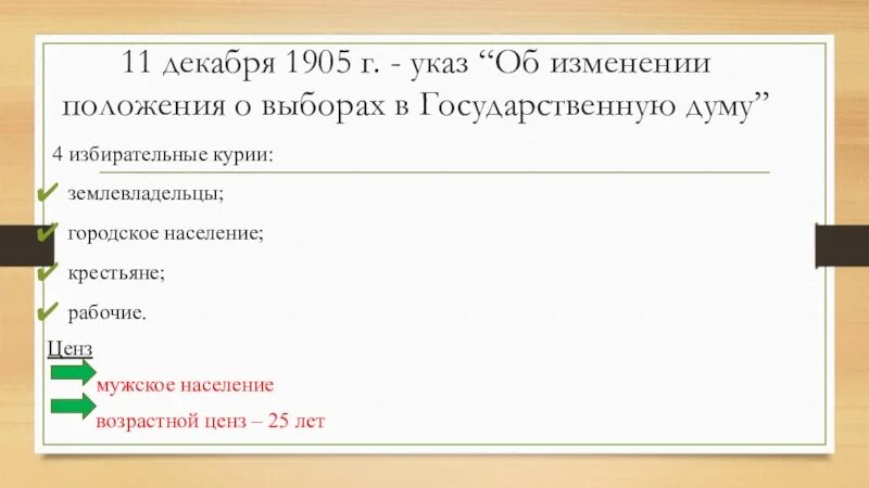 Избирательная курия. 11 Декабря 1905 г. – указ о выборах в государственную Думу. Манифест 11 декабря 1905. Об изменении положения в выборах в Госдуму 1905 год. Указ «об изменении положения о выборах в государственную Думу».