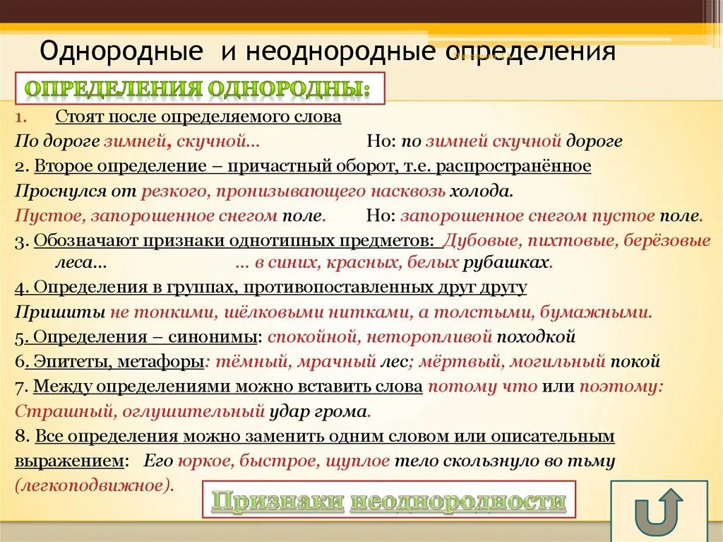 Эпитеты как однородные определения. Однородные определения примеры. Предложения с однородными определениями. Предложения с однородными определениями примеры. Однородные и неоднородные определения.