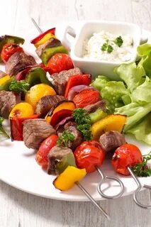 Шашлык мясо овощи