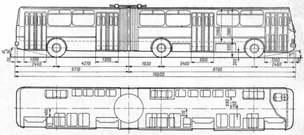 Чертежи автобуса с двумя гармошками ČKD Tatra KT4 Liepājas tramvajs
