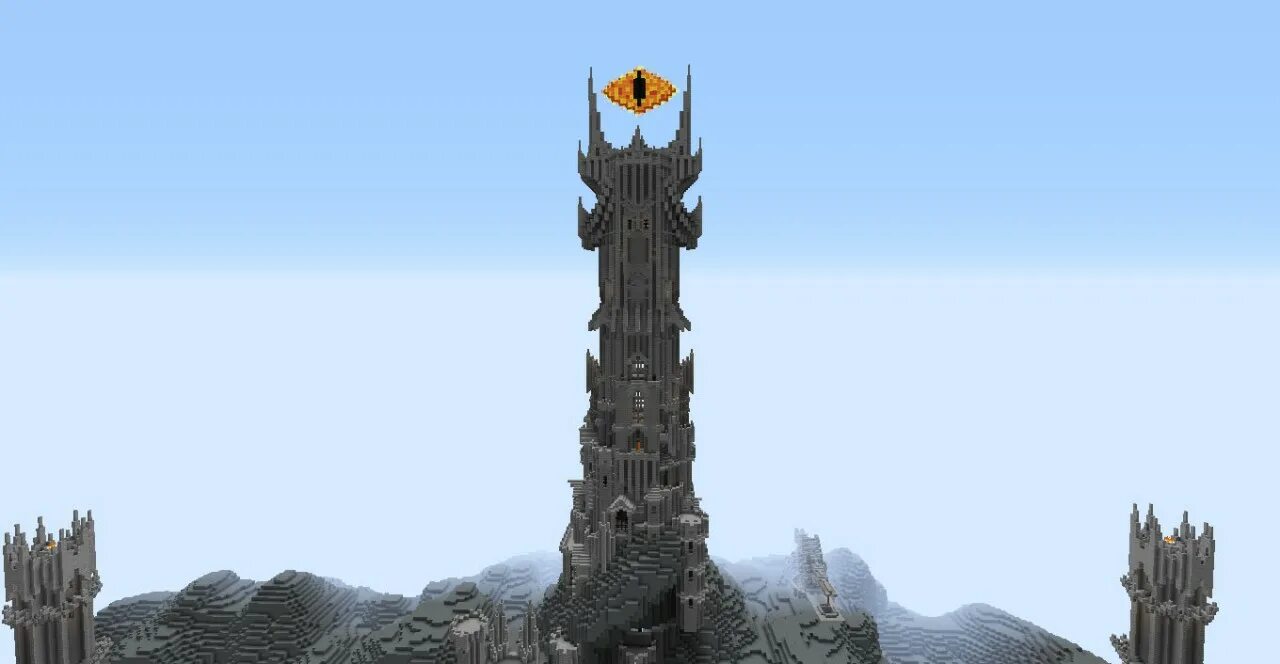 Сера палворлд. Башня Саурона в майнкрафт. Властелин колец башня Саурона. Мордор башня Саурона. Око Саурона майнкрафт.