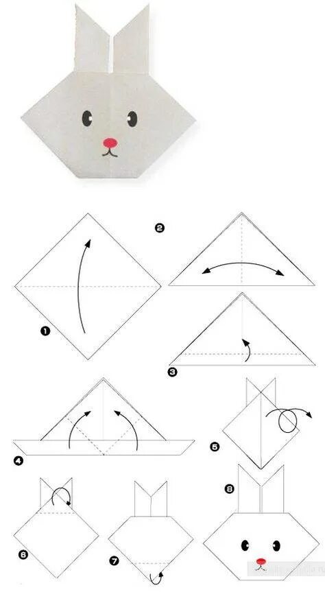 Заяц оригами из бумаги схемы для детей. Заяц оригами схема для детей простая. Оригами из бумаги зайчик схема поэтапно для детей. Оригами зайчик из бумаги для детей 5-6. Как сделать маленький оригами