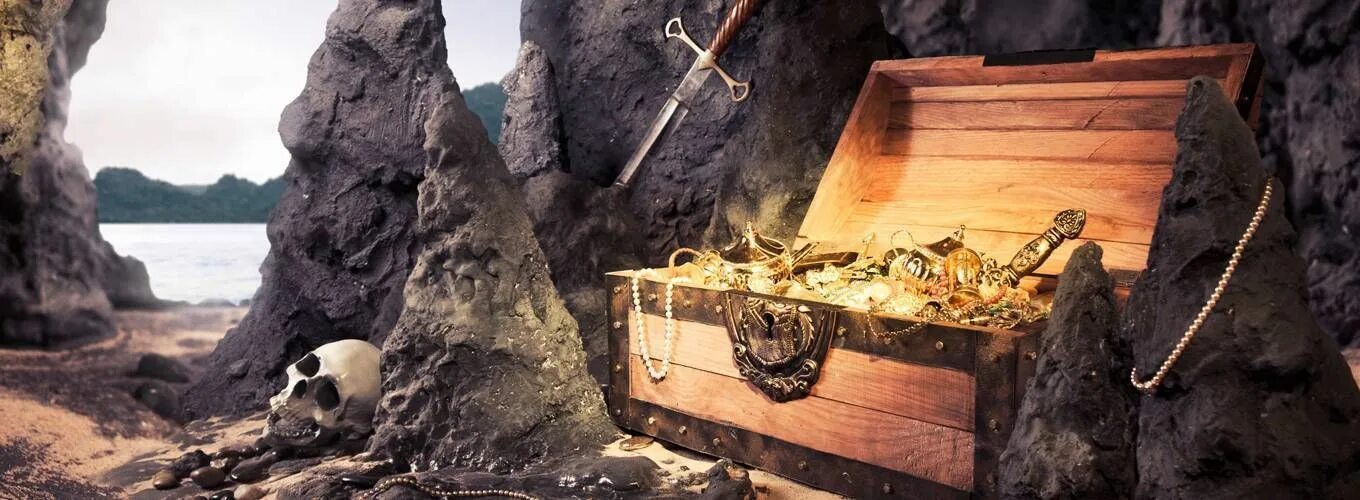 Костлявый хранитель пиратского клада. Пиратский клад. Пираты и сокровища. Пиратские сокровища. Пиратский клад.