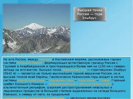 Самая высокая вершина нашей страны на карте