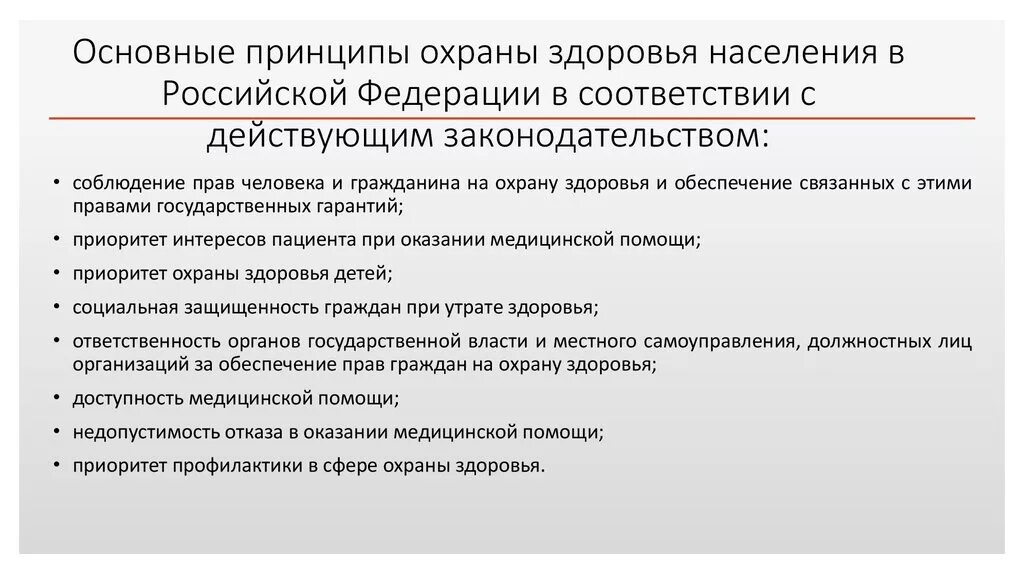 Приоритет здоровья рф. Перечислите основные принципы охраны здоровья граждан.. Перечислите основные принципы охраны здоровья населения. Основные принципы охраны здоровья в Российской Федерации. Основные принципы охраны населения России.