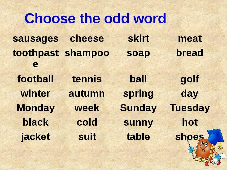 Cross the word out. Choose the odd Word. Choose the odd Word out. Choose the odd one. Find the odd Word 5 класс.