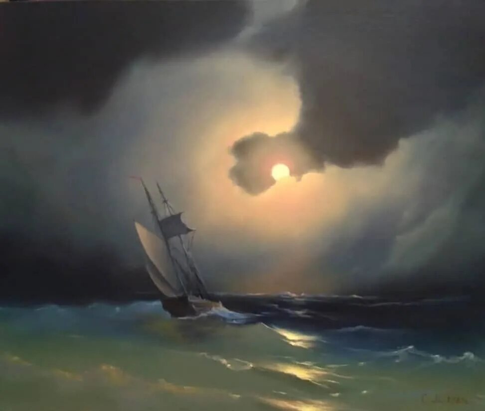 Картина черная ночь айвазовский. Айвазовский буря на море. Картина Айвазовского буря на море.