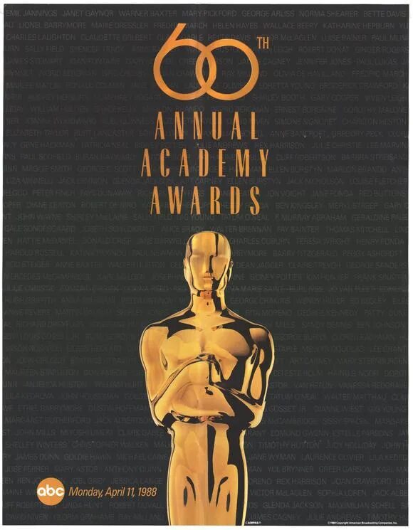 Премия Оскар плакат. Оскар 1988. 1988 Academy Awards.