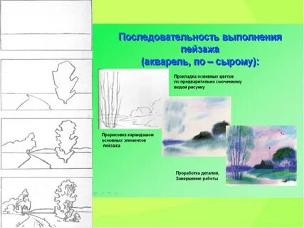 Презентация поэтапного рисования пейзажа