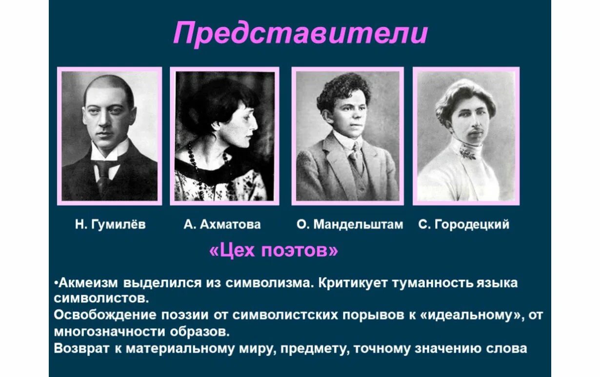 Акмеисты серебряного века представители. Цех поэтов представители серебряного века. Представители акмеизма серебряного века. Цех поэтов Гумилева.