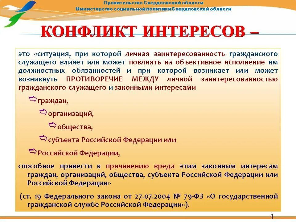 Конфликт интересов на государственной службе это ситуация