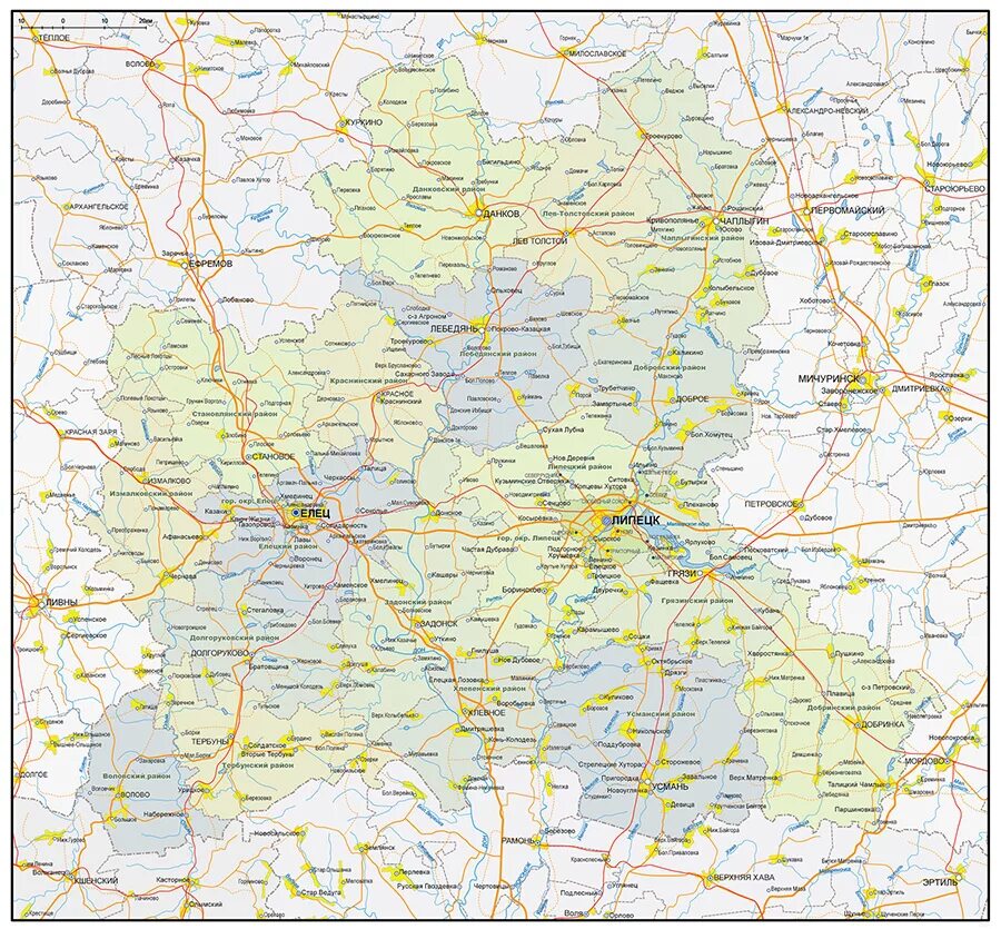 Липецкая область на карте с районами. Карта дорог Липецкой обл. Карта Липецкой области подробная. Карта сел Липецкой области. Карта Липецкой области по районам с селами подробная.