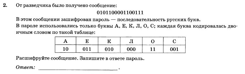 От разведчика была получена енозщ. От разведчика была получена сообщение. от разведчика было получено сообщение 100011010011100110. огэ информатика вариант 43057. от разведчика была получена сообщение 0011010110011000 аекорт.