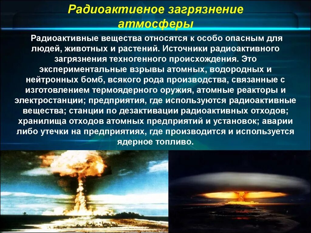 Радиоактивное загрязнение атмосферы. Источники радиоактивного загрязнения воздуха:. Радиационное загрязнение. Источники радиационного загрязнения окружающей среды.