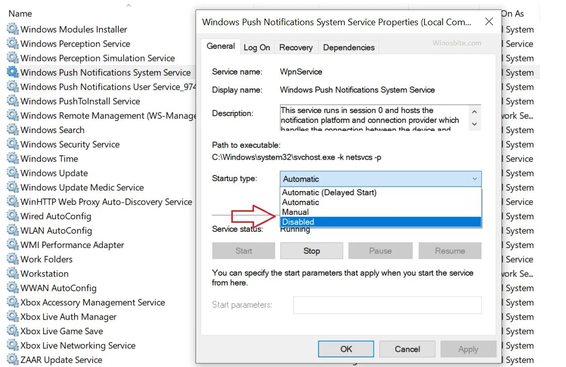 Служба push уведомлений windows. Служба узла wpnuserservice.