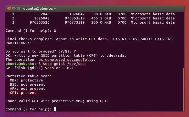 Mbr linux. Gdisk. gpt protective mbr. found valid gpt with protective mbr.