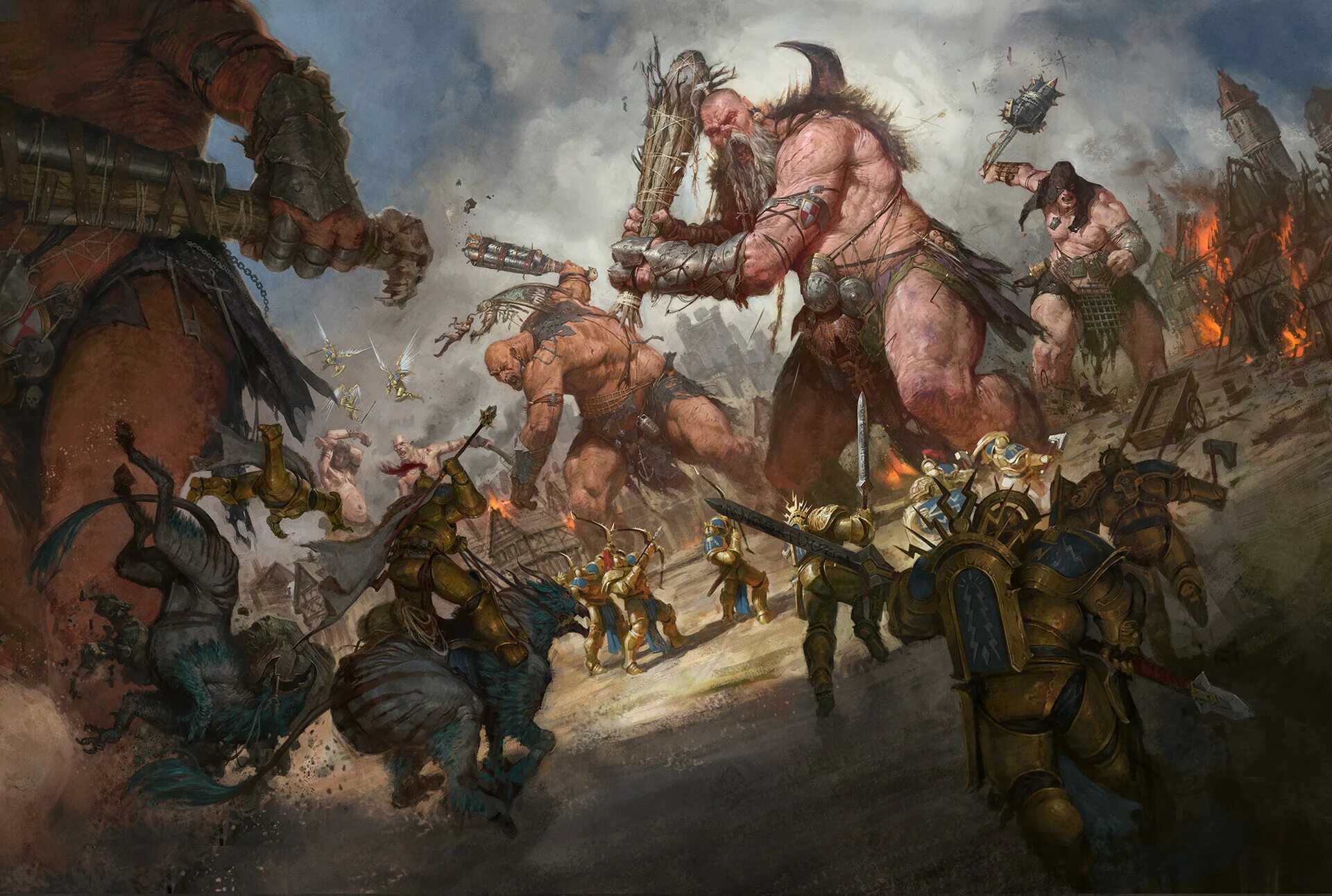 Битва вселенных. Warhammer fantasy battles битва сигмара. mancrusher gargants. вархаммер фэнтези баттл. великаны хаоса вархаммер.