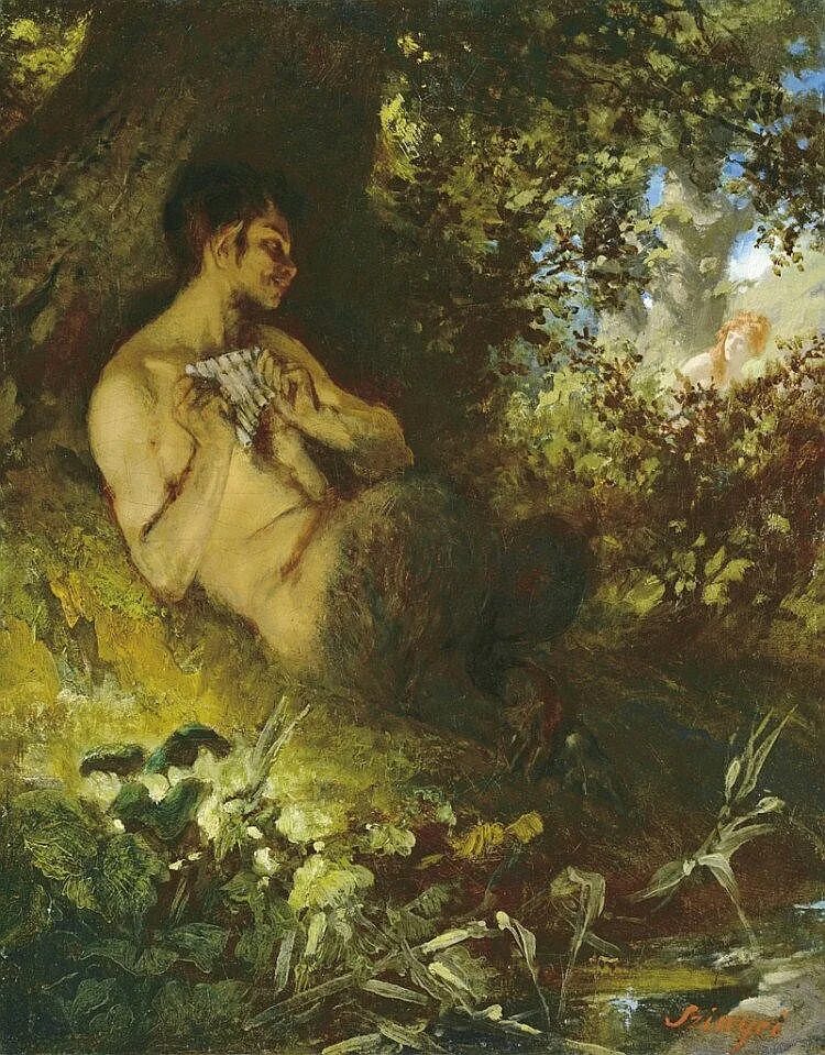 Сатир и нимфа. Художник pal szinyei merse. фавн пан. нимфа и сатир жерико.