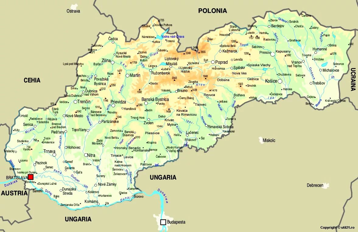 Карта словакии с городами. Географическая карта словакии. Словакия политическая карта. Подробная карта словакии. Географическая карта словакии.
