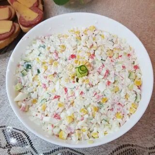 Крабовый салат рис без огурцов