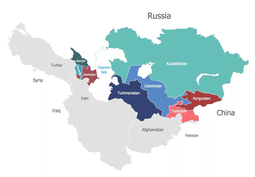 Таджикистан это азия. Центральная Азия и Кавказ на карте. Центральная и средняя Азия на карте. Геополитическая карта центральной Азии. Политическая карта средней Азии и Казахстана.
