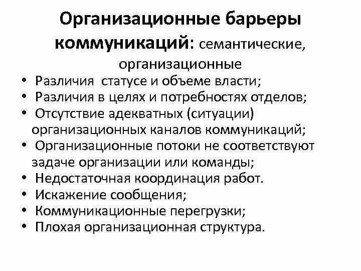Какими бывают барьеры. Организационные барьеры коммуникации. виды организационных коммуникативных барьеров.