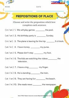 In on at worksheets