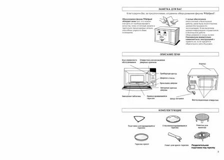 Whirlpool микроволновая печь инструкция