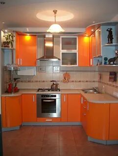 Кухня оранжевого цвета фото