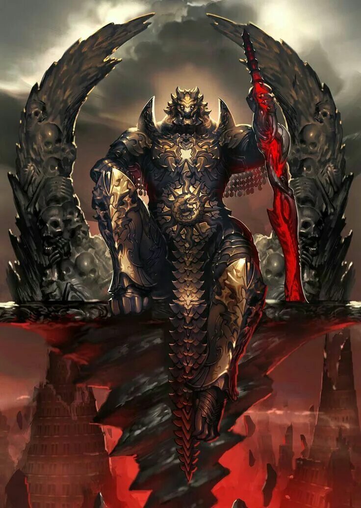 Битва демонов. Люди против демонов. Гигантский демон. Абаддон владыка ада. Каин рыцарь ада.