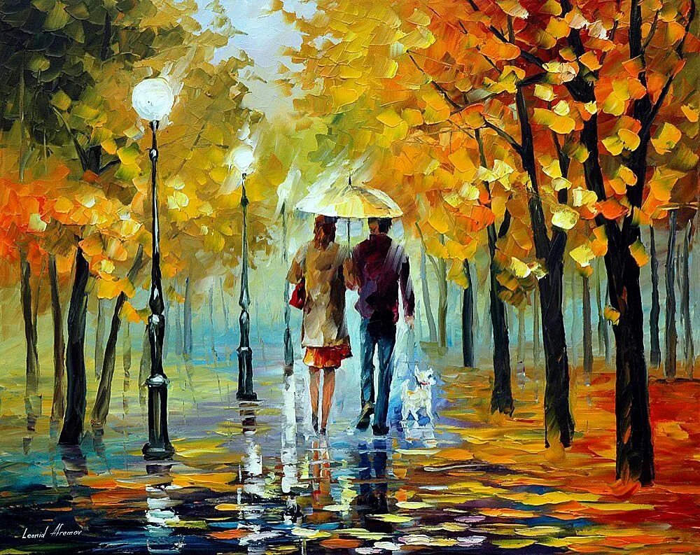 Поцелуй под дождем анимация. Золотой дождь пара. Золотой дождь пара. Золотой дождь пара. Афремов леонид картины пара.