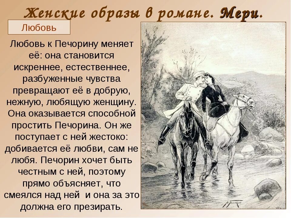 Женские образы в романе м.ю. Лермонтова «герой нашего времени». Бэла. Дружба печорина в главе княжна мери