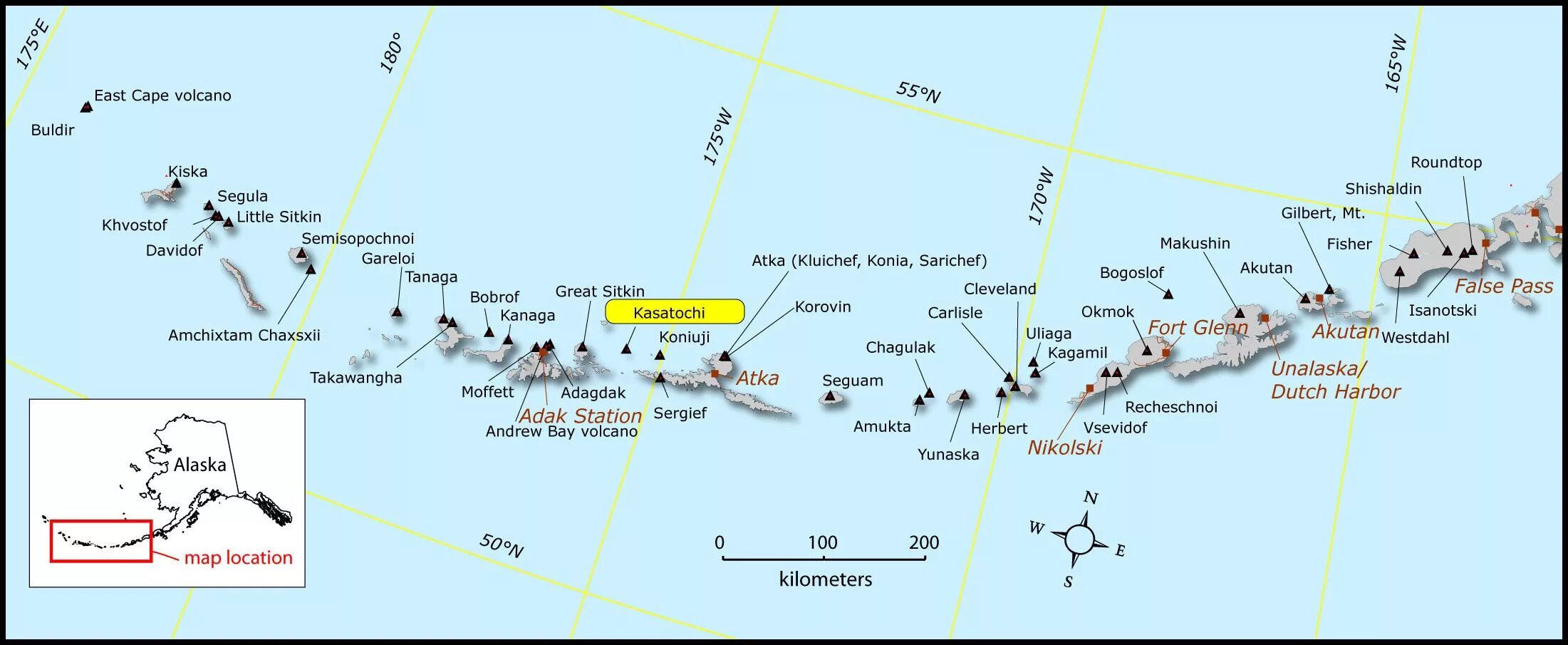 Где алеутские острова. Архипелаг Алеутские острова. Алеутские острова на карте. Остров Уналашка на карте. Алеунские Острава на карте.
