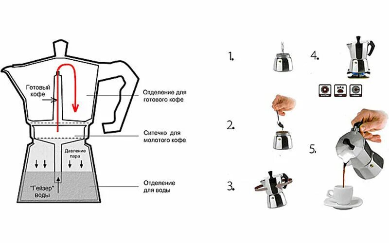 Как сварить кофе в электрической. Гейзерная кофеварка Цептер. Гейзерная кофеварка принцип приготовления кофе. Гейзерная кофеварка Тефаль. Пропорции кофе и воды для гейзерной кофеварки.