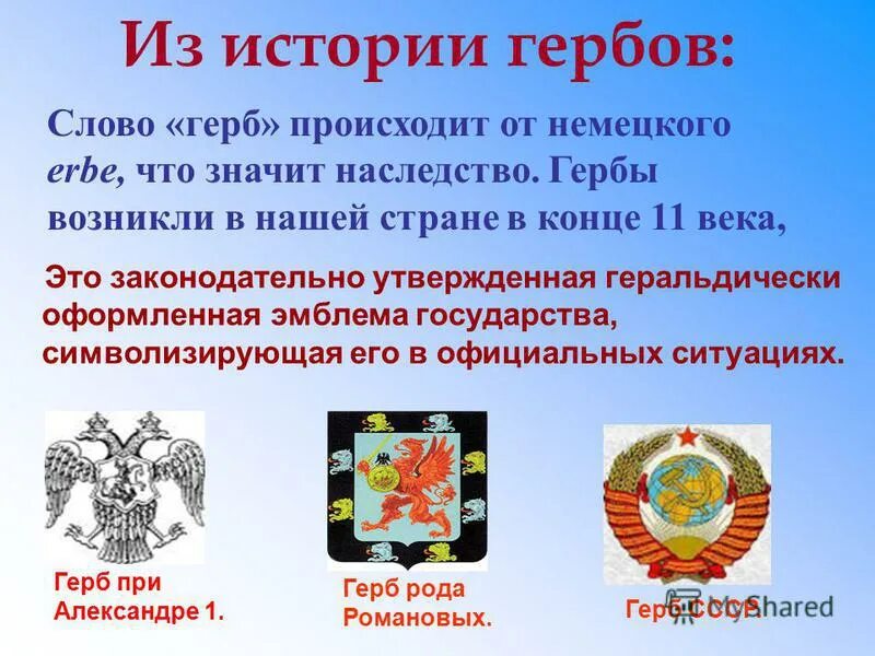 Герб это символ чего. Происхождение гербов. история нашего герба.