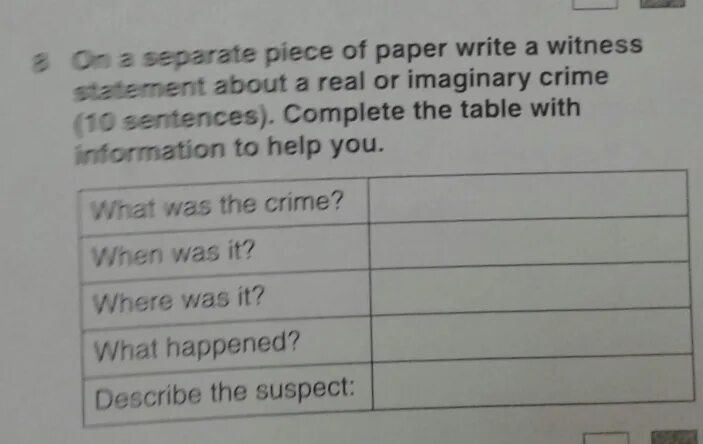 10 sentences about sport. Where was the Robbery ответы. On a separate piece of paper write a witness Statement about a real or Imaginary Crime 10 sentences ответ. Complete the Table. Then on a separate piece of paper write a description of an amazing place where is the place ?. Read the text and answer the questions 8 класс ответы the great Train Robbery.