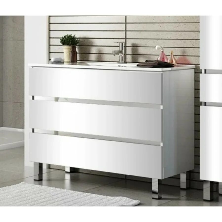Тумба с раковиной Sanvit Кубэ-3 90 белый глянец