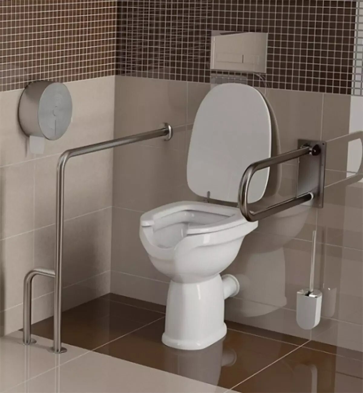 Туалеты должны быть оборудованы. Унитаз для маломобильных групп населения PRS-01. Унитаз для инвалида с поручнем 9500/1.2/7.35. Унитаз для инвалидов DSTRANA cyw462. Унитаз с бачком компакт для МГН.