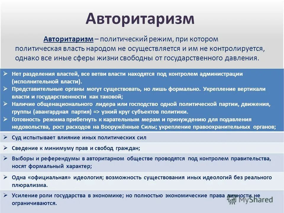 авторитаризм как политический режим