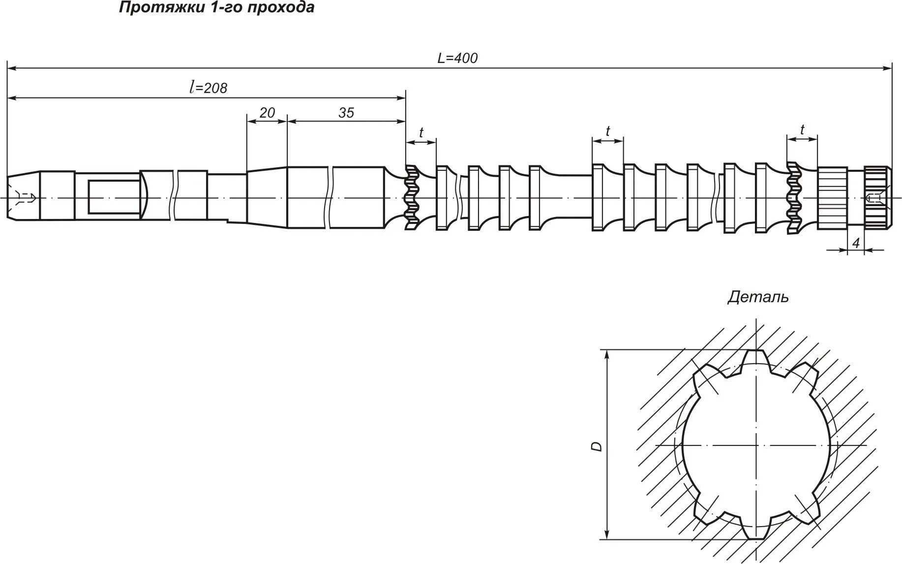 Диаметры протяжек. Протяжка для шлицевых отверстий с эвольвентным профилем. Протяжка шлицевая эвольвентная чертеж. Чертеж протяжки шлицевой эвольвентной 25хн8х1,5 2403-0521. Шлицевая протяжка 3.5х12.5х16.5.