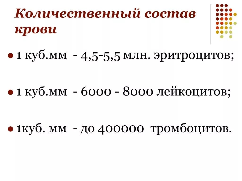 Количественный состав крови. Количество тромбоцитов в 1 куб.мм крови. Число эритроцитов в 1 куб мм. В 1 мм куб. Крови содержится:.