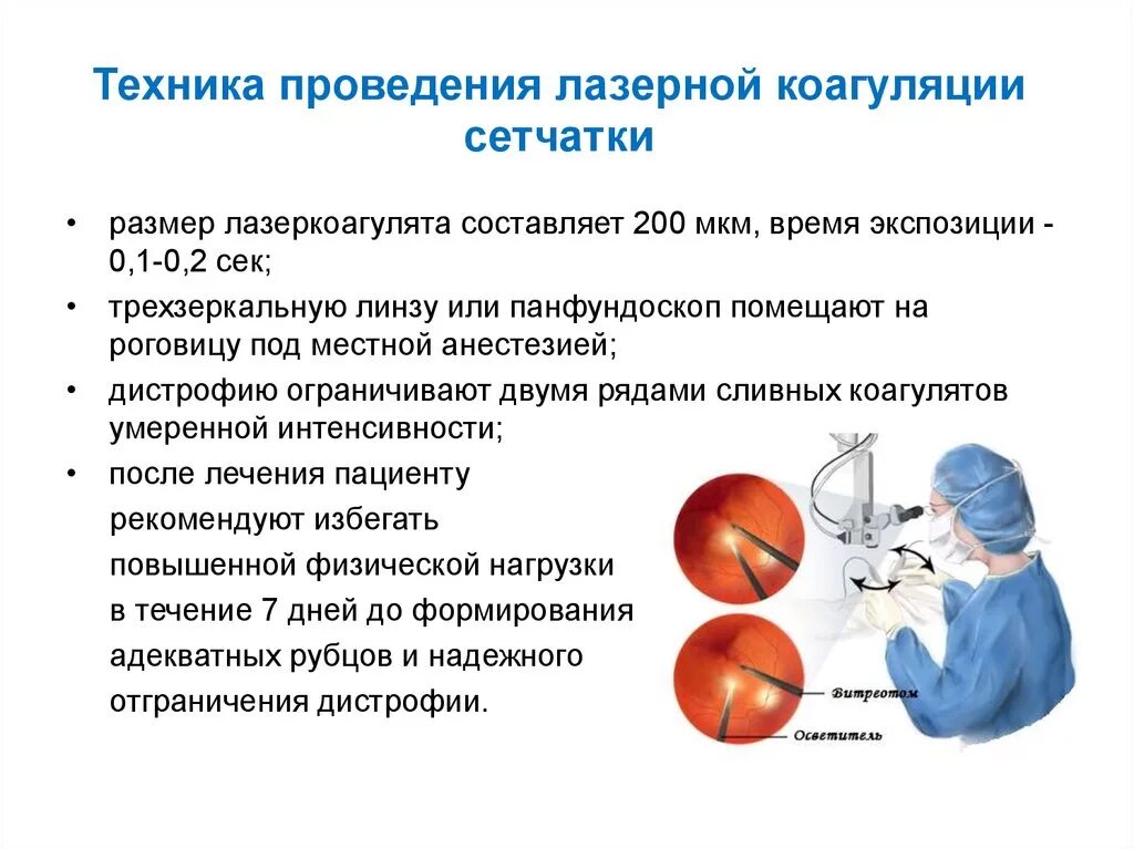 Сколько по времени длится лазерная. Протокол операции лазерная коагуляция сетчатки. Лазерная коагуляция сетчатки показания. Показания к проведению лазерной фотокоагуляции сетчатки. Панретинальная лазеркоагуляция сетчатки.