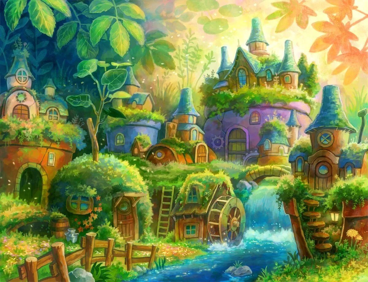 кукляндия краснокамск игровая. сказочный цветочный город. добрый городок. фотообои детские. сказочная страна для детей.