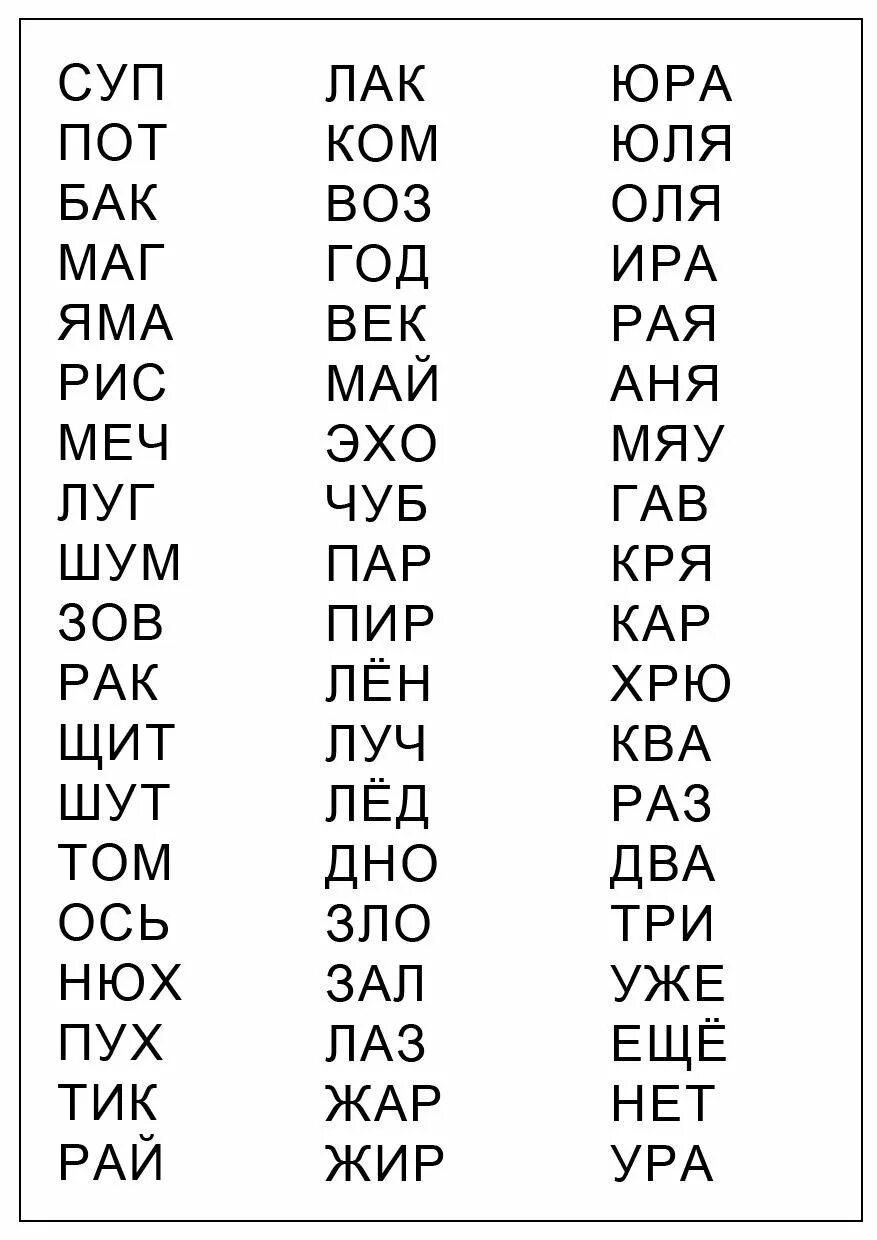 Легкие слова на 4 буквы. Чтение слов из двух слогов для дошкольников. Слоговое чтение для дошкольников. Простые слова для чтения детям. Чтение по слогам для детей.