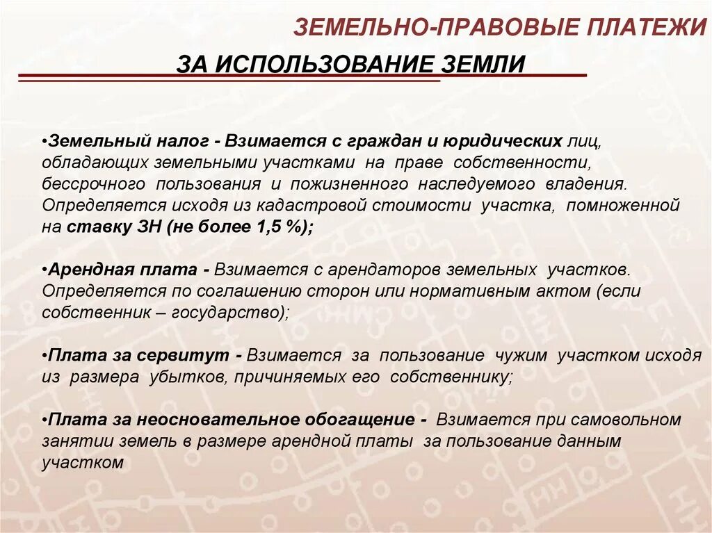 Земельно-правовые платежи. Неосновательное обогащение. Платежи за пользования земельными участками. Обогащение земельным участком.